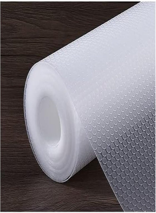 GripEasy 45 cm X 3 m Food Grade EVA Multipurpose Shelf Liners mat roll for Kitchen Drawer, Shelf mat,cupboad mat, Dinning mat, almirah Shelf (Round Dot Texture Transparent White) - Image 3